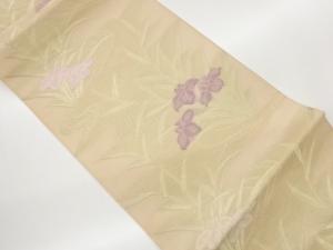 紗 流水に菖蒲模様織出し袋帯